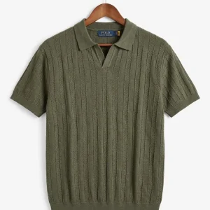 Upgrade your wardrobe with the Luxe Textured Polo T-Shirt (Olive)