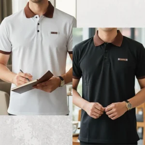২ পিস প্রিমিয়াম কোয়ালিটি POLO SHIRT Button (White & Black)