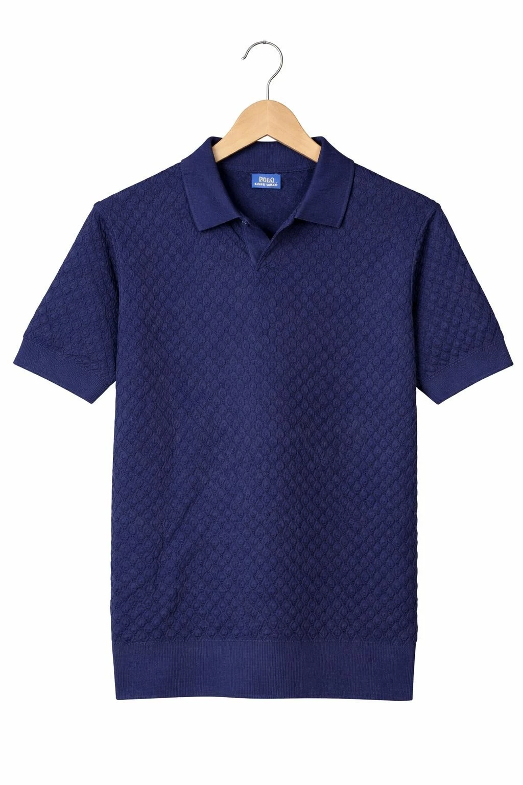Luxe Textured Polo T-Shirt (Navy Blue)