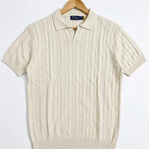 Luxe Textured Polo T-Shirt (White)