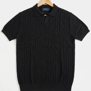 Luxe Textured Polo T-Shirt (Black)